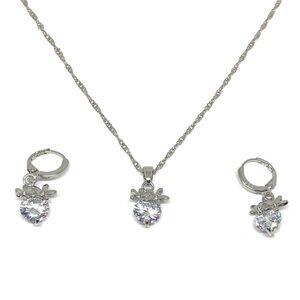 Flower Cluster Necklace & Earrings Set